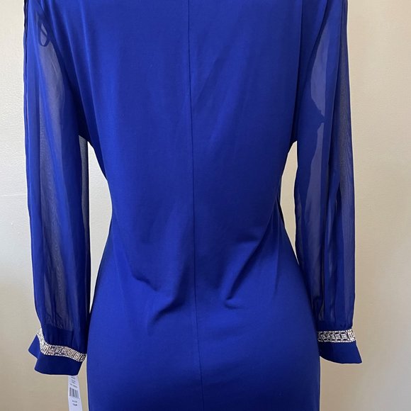 Glamour, Women's Dress, size 10, blue with open long sleeves and cuffs. - Picture 8 of 9